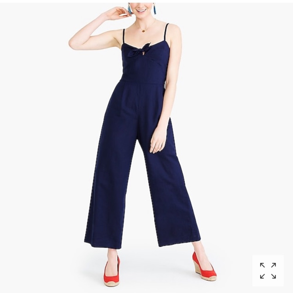 NWT Jcrew tie front linen cotton jumpsuit sz6